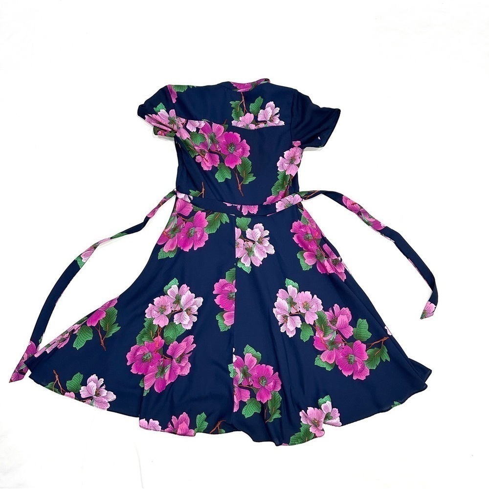 NWOT Nanette Nanette Lepore Navy Blue Button Down Belted Floral Dress - Picture 8 of 8